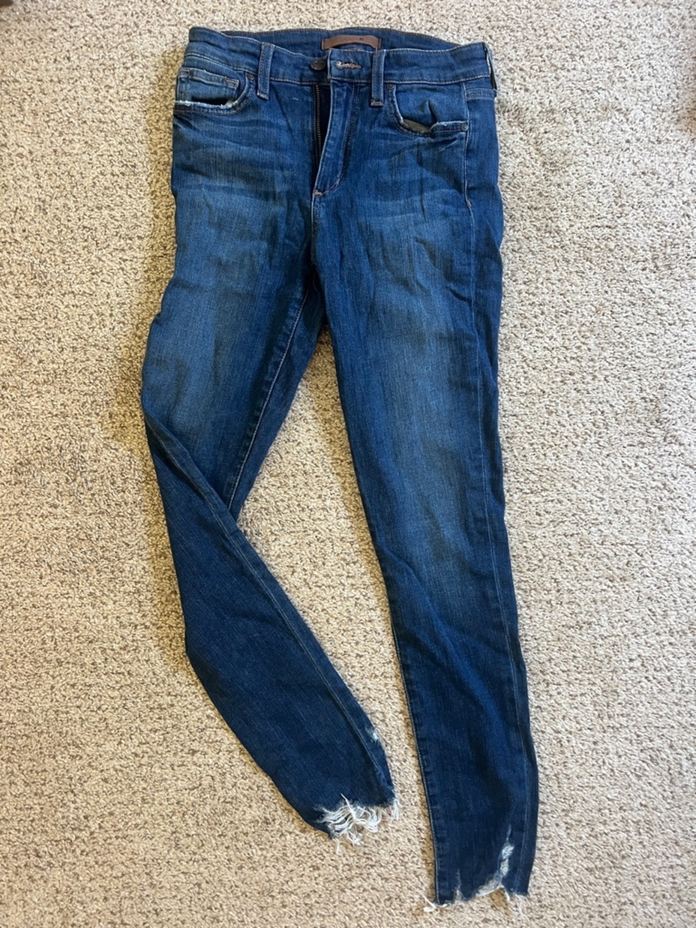 Joe's Jeans Dark Blue Skinny Jeans with Frayed Hem
